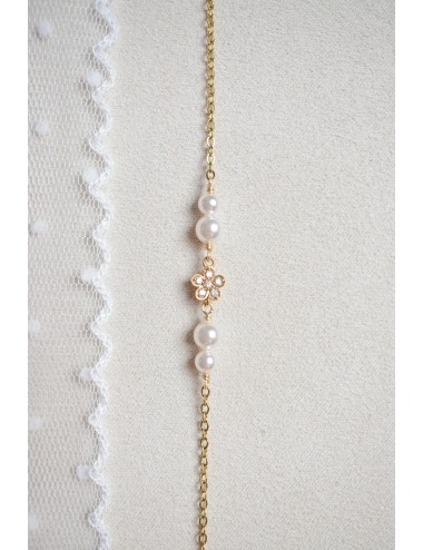 Bracelet pour la mariée Bohème doré avec une fine chaine double rangs