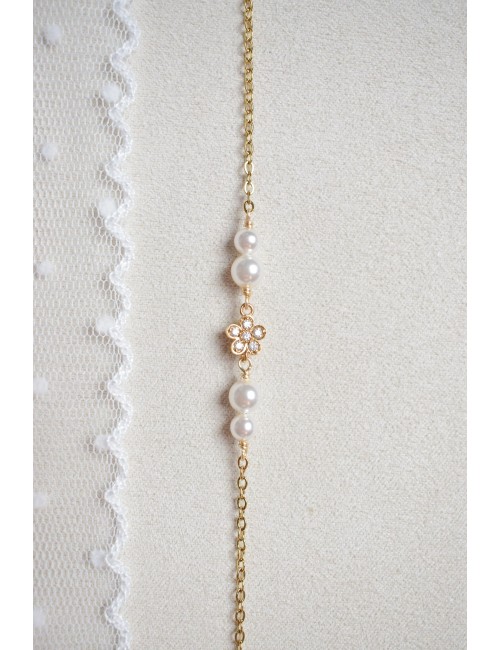 Bracelet pour la mariée Bohème doré avec une fine chaine double rangs