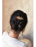 Peigne à cheveux art déco en triangles pour la mariée, modèle Faustine, avec deux cristaux Swarovski.