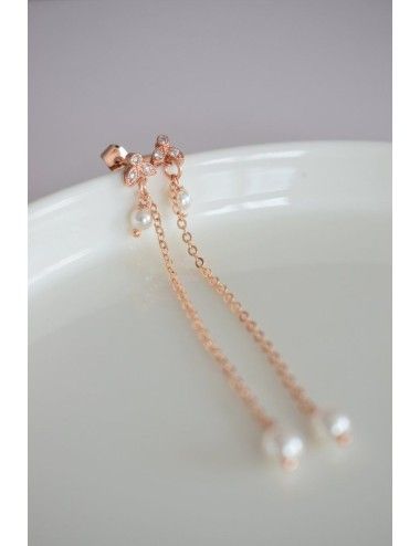 Boucles d'oreilles pour mariée, pendantes en strass de zirconium.
