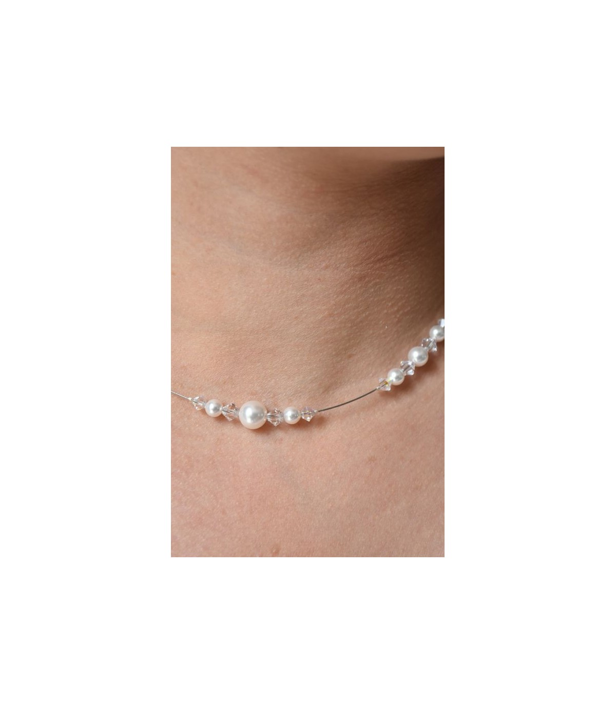 Collier de mariée classique en perles et cristaux, Mélice