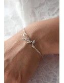 Bracelet de mariage Brindille avec feuille en strass et fine chaine