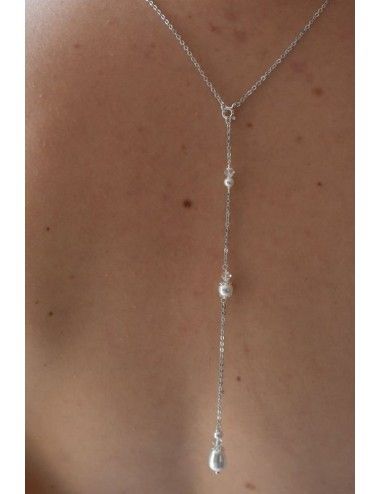 Collier de dos Emma avec chainette pour la mariée en robe dos nu