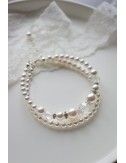 Bracelet de mariée Célia rétro vintage en perles nacrées 2 rangs.