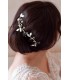 Ornement de cheveux Tokyo de style celtique et féérique, avec petites feuilles transparentes et perles nacrées