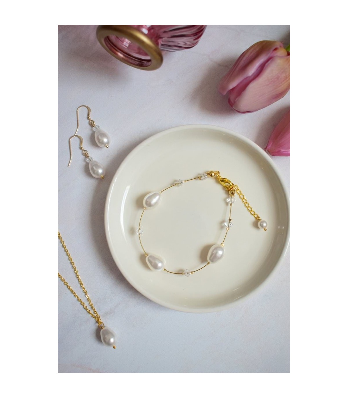 Bracelet pour la mariée Drop dream, perles nacrées et transparentes