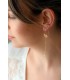 Boucles d'oreilles très pendantes avec un éventail et des perles nacrées
