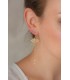 Boucles d'oreilles très pendantes avec un éventail et des perles nacrées