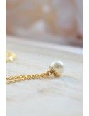 Collier mariage minimaliste perle blanche en pendentif Bali