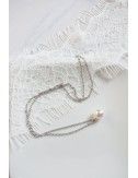 Collier mariage minimaliste perle blanche en pendentif Bali