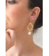 Boucles d'oreilles Léopoldine avec feuilles de laurier et perle irrégulière pour la mariée boheme