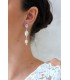 Boucles d'oreilles pour mariée glamour chic avec cascade de perles nacrées et cristal en forme de poire.