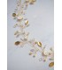 Vigne de cheveux glamour Diana avec des perles, feuilles, et fleurs de nacre style bohème chic
