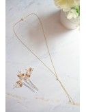 Collier de dos simple pour robe de mariée dos nu avec perles et cristaux minimalistes