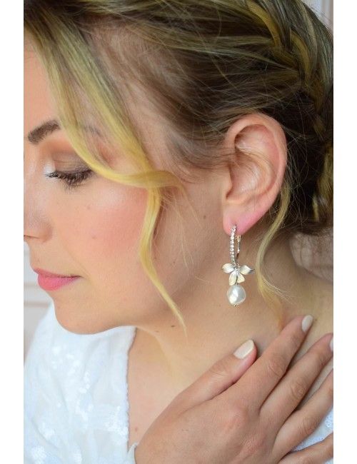 Boucles d'oreilles mariage Coraline, avec des dormeuses maxi size