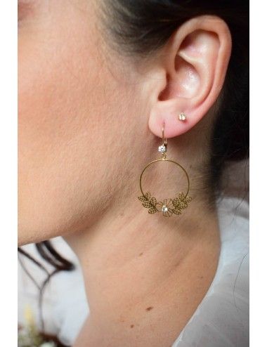 Boucles d'oreilles Louise avec motif floral et oxydes de zirconium