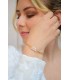 Bracelet de mariage avec des perles nacrées sur 2 rangs de chaine fine dorée. Bijoux mariage.
