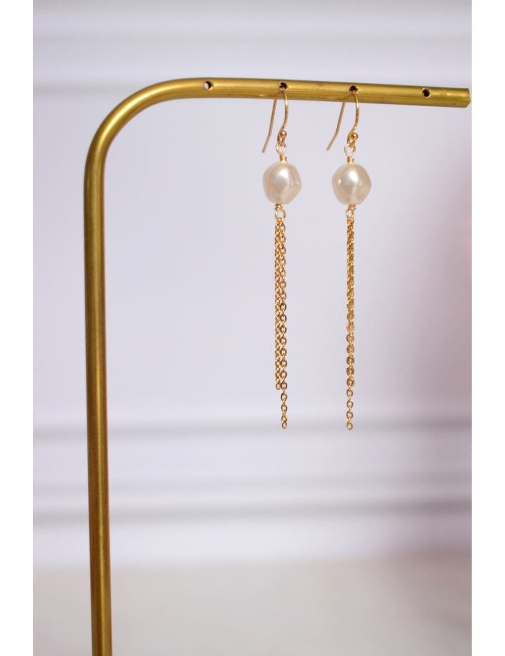 Boucles d'oreilles de mariage pendantes et glamour avec chaine, Texas