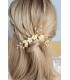 accessoires de cheveux mariage avec des perles et des feuilles dorées