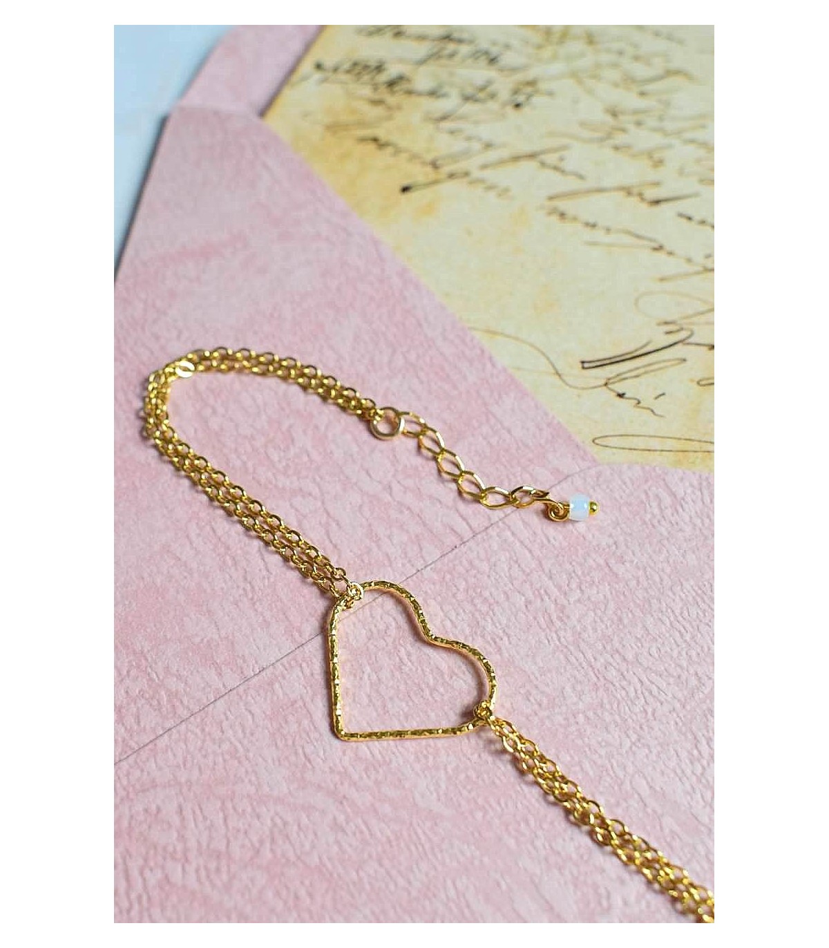 bracelet pour témoin de mariage en forme de coeur doré
