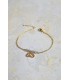 bracelet en acier inoxydable avec breloque fleur de lotus et perles de labradorite
