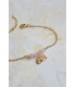 bracelet en acier inoxydable avec breloque fleur de lotus et perles de quartz rose
