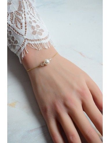 Bracelet de mariage Dita minimaliste avec perles et cristaux