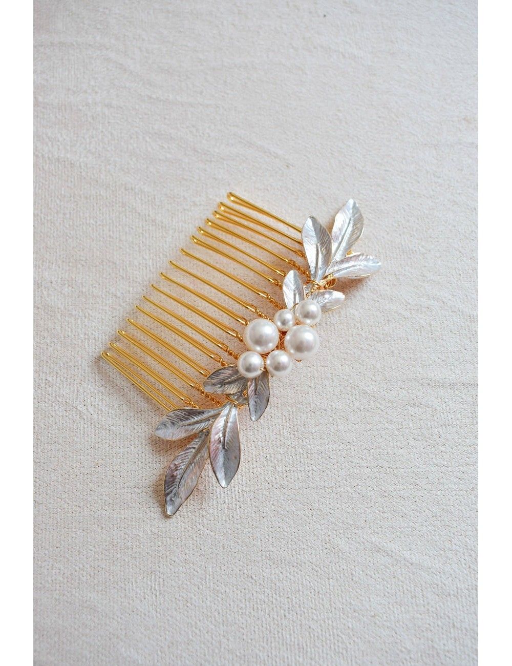 Peigne pour la mariée avec des feuilles pour le chignon modèle Corolle