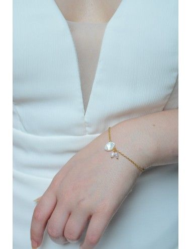 Bracelet de mariée Noa avec un palet de nacre