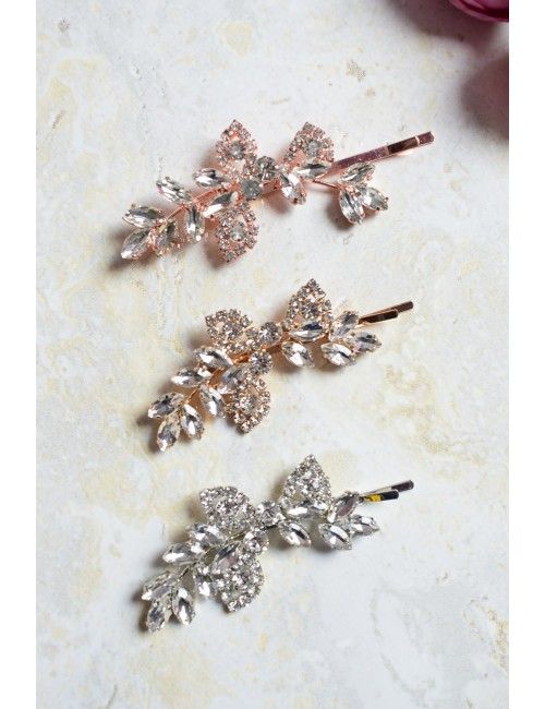 Barrette pour la mariée dorée modèle Romy, branche strassée
