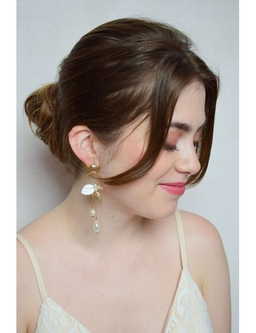 Boucles d'oreilles pendantes et habillées, modèle Bali.