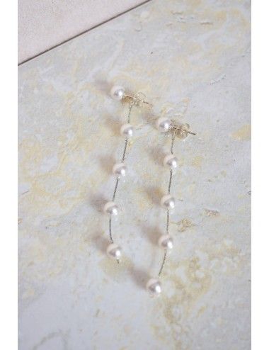 Boucles d'oreilles Canopée pour mariée, cascade de perles.