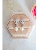 Boucles d'oreilles de mariage modèle Alix, en strass et perles