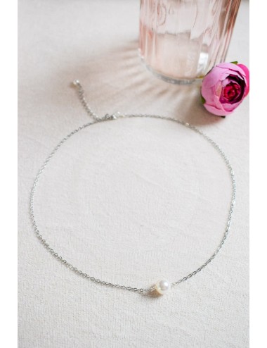 Collier mariage perle solitaire Lola, avec juste une perle nacrée
