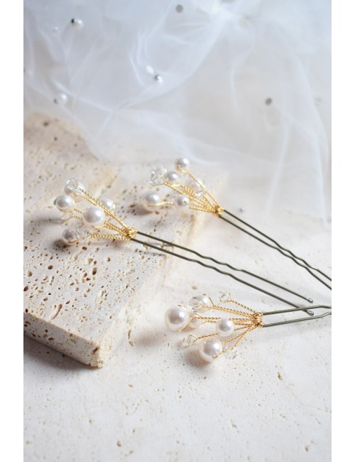Trio de pics à cheveux pour le chignon de la mariée façon étincelles