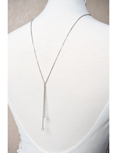 Bijoux mariage - Collier de dos Pluie avec cristal pour dos nu.