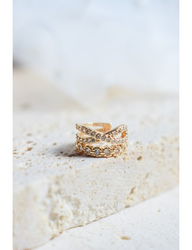 Bague d'oreilles de mariage dorée avec oxydes de zirconium, Tulipe.