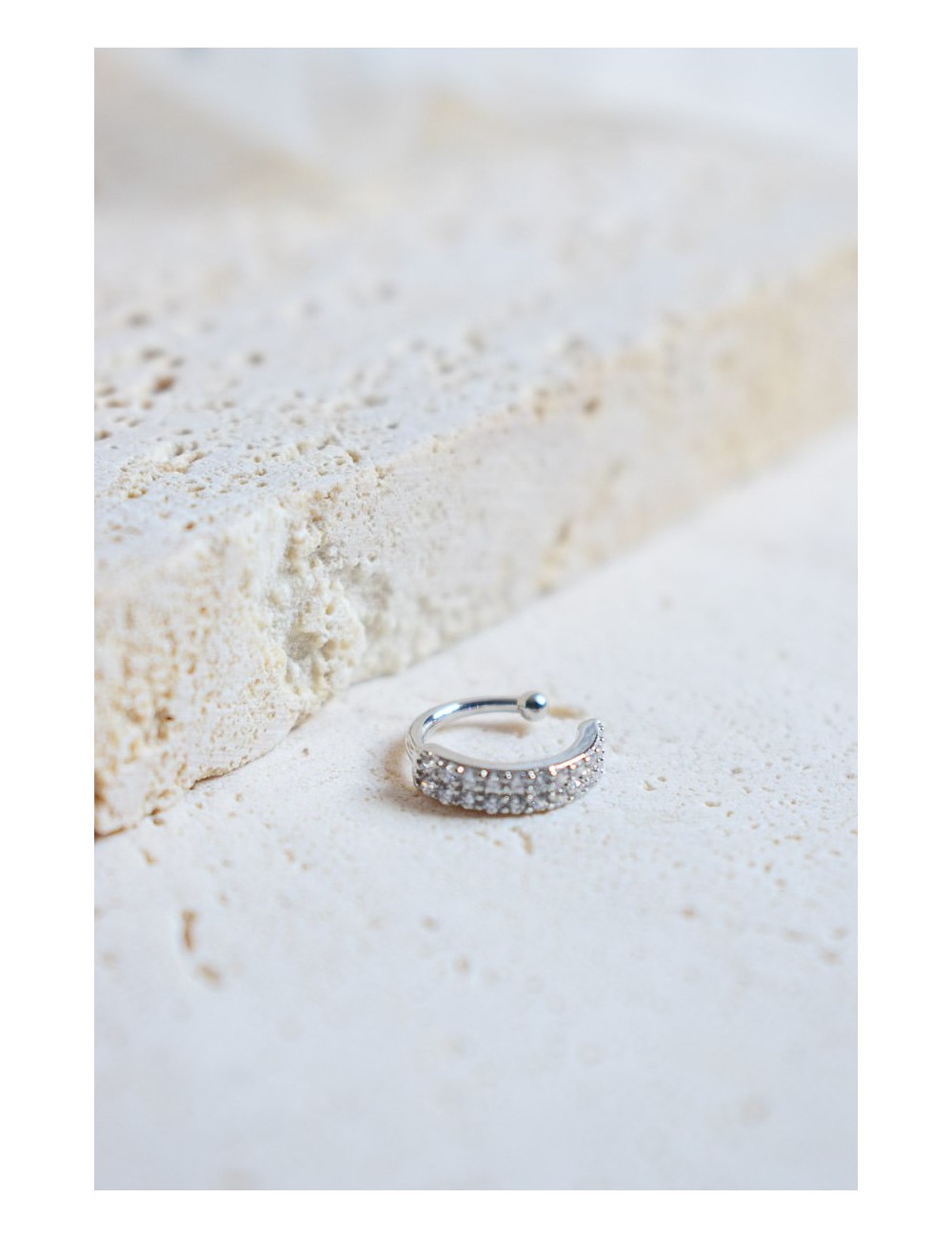 Bague d'oreilles de mariage argentée pavée oxydes de zirconium, Strass