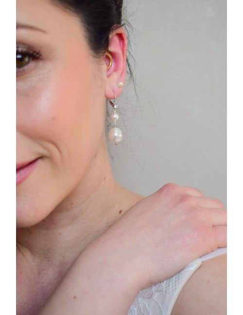 Boucles d'oreilles pendantes avec des perles irrégulières Salomé