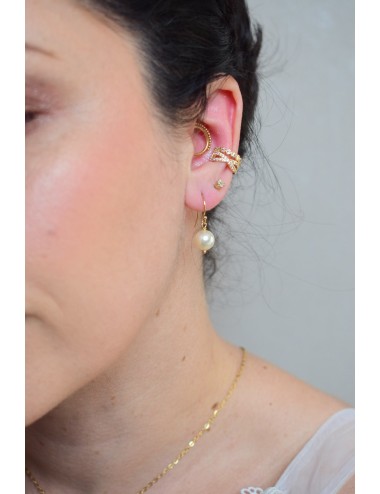 Bague d'oreilles de mariage dorée avec oxydes de zirconium, Tulipe.