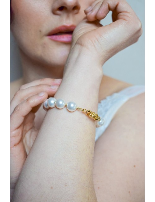 Bracelet de mariée modèle Aura, un rangs de perles maxi size