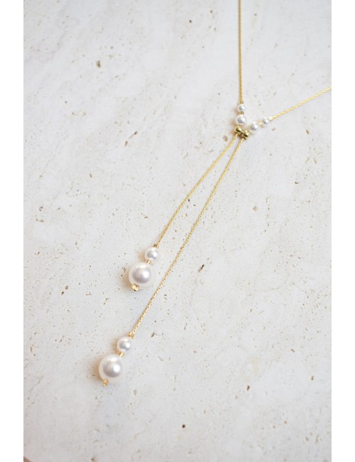 Collier mariage Arizona, pendant et réglable avec des perles nacrées
