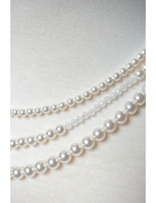 Collier de mariage Murmure, 3 rangs de perles