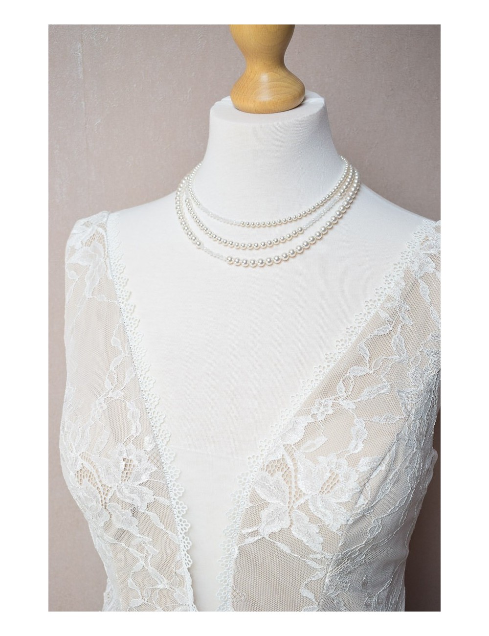 Collier de mariage Murmure, 3 rangs de perles