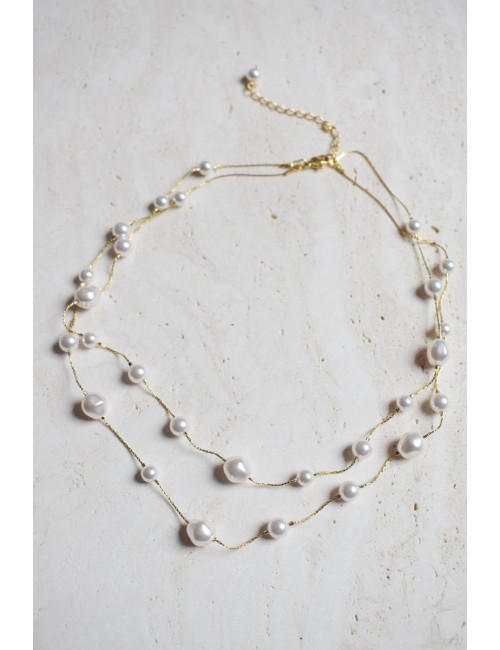 Collier de mariage Louisiane avec chaine perlée irrégulière