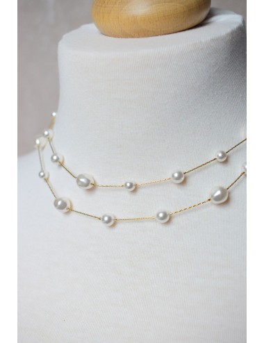 Collier de mariage Louisiane avec chaine perlée irrégulière