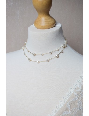 Collier de mariage Louisiane avec chaine perlée irrégulière