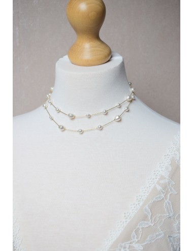 Collier de mariage Louisiane avec chaine perlée irrégulière