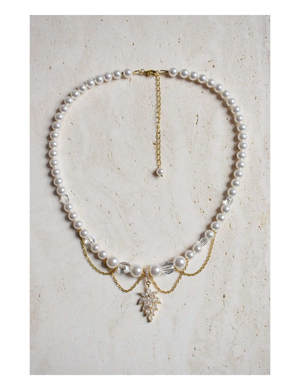 Collier mariage Romy glamour avec perles