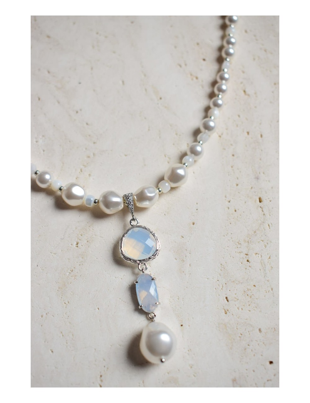Collier mariage Gloria en perles et cristaux